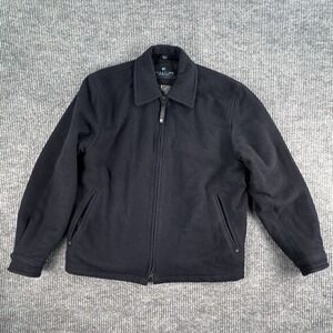 Kenneth Cole Reaction Jacket Men Medium Black Wool Designer Lined Zip Pea Coat